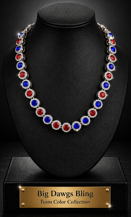 Hip Hop Iced Silver 12mm CZ Cluster Chain Necklace Royal Blue Red