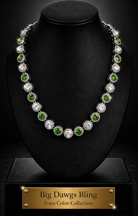 Hip Hop Iced Silver 12mm CZ Cluster Chain Necklace Green White