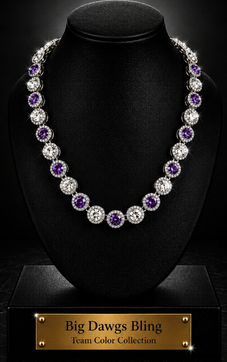 Hip Hop Iced Silver 12mm CZ Cluster Chain Necklace Purple White