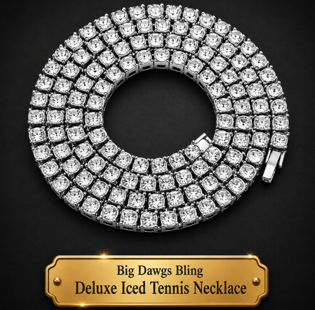 Silver Iced CZ Row Tennis Baseball Chain Necklace Clear