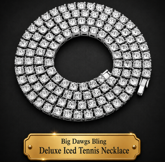 Silver Iced CZ Row Tennis Baseball Chain Necklace Clear