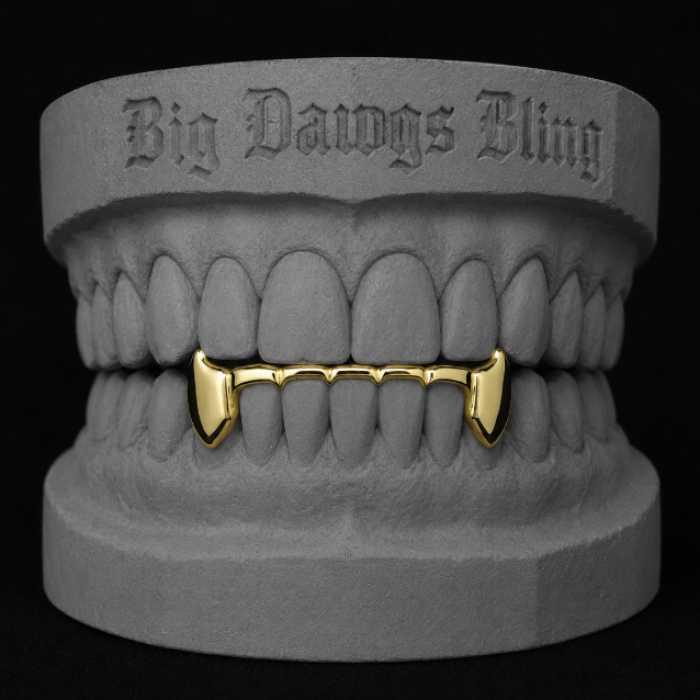 14K Gold Plated Bottom Lower Fangs Bridge Grillz