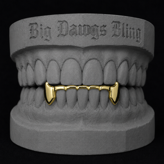 14K Gold Plated Bottom Lower Fangs Bridge Grillz