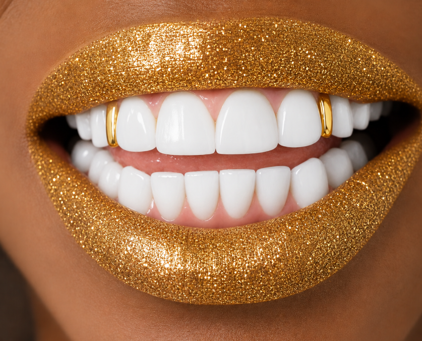 14K Gold Plated Gap Fill Grillz 2pc Set
