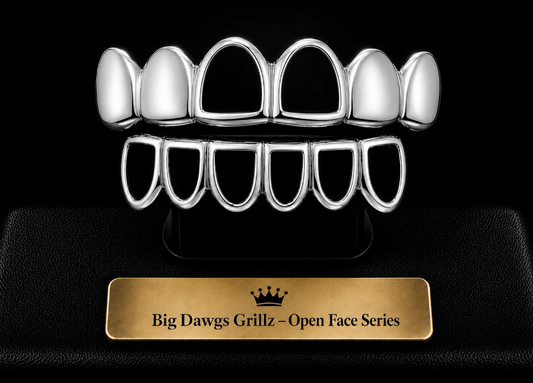 925 Silver Electroplated Middle Open Face Joker Halloween Grillz Set