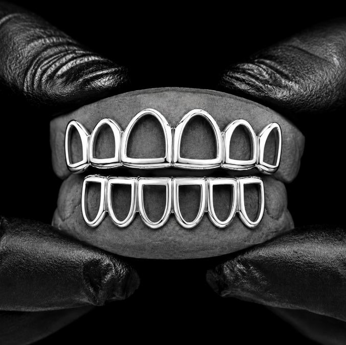 Custom Silver Open Face 6 Upper & 6 Lower Grillz Set