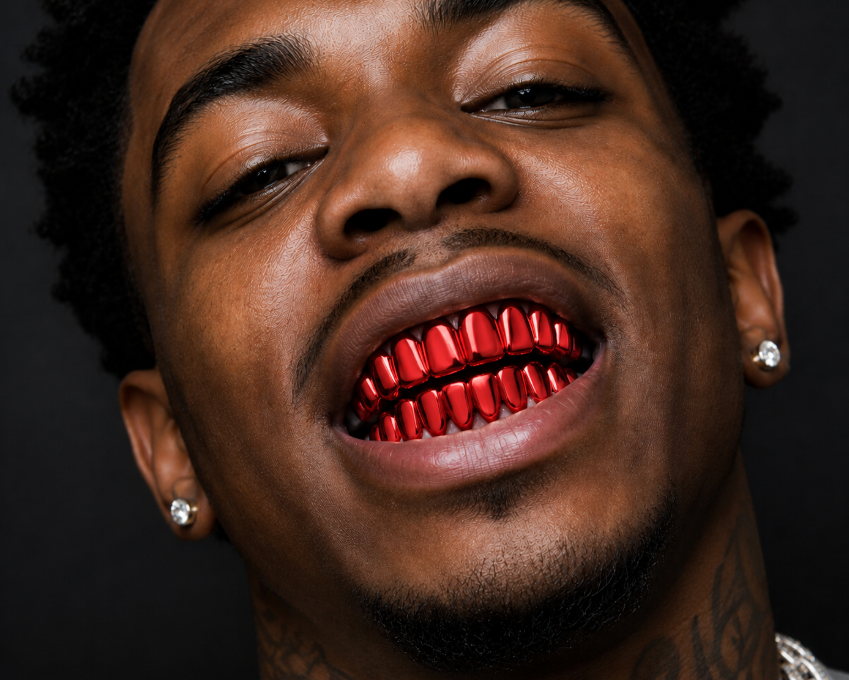 Shiny Red Plated 8 Upper & 8 Lower Teeth Grillz Set