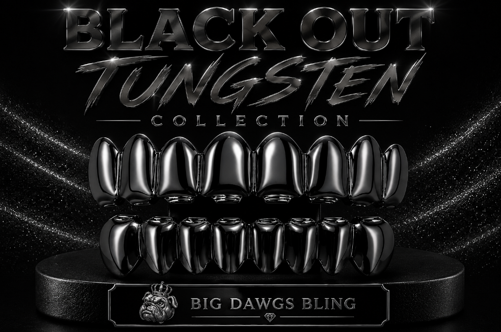 Custom Fit Black Tungsten Upper & Lower Grillz Set with Molds