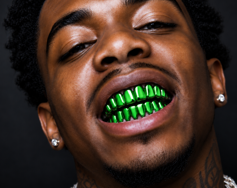 Shiny Green Plated 8 Upper & 8 Lower Teeth Grillz Set
