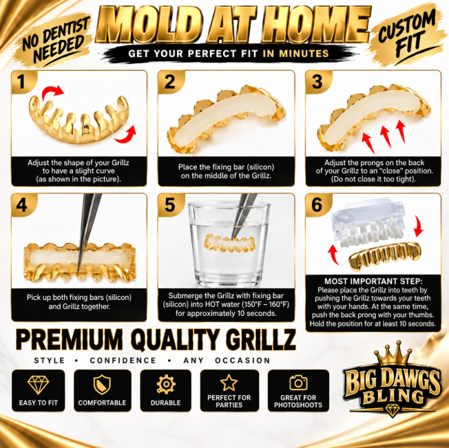 Silver Open Face Upper Double Fang & Lower Solid Grillz 3pc Set