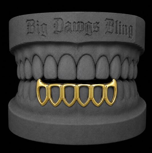 14K Gold Plated Bottom Lower Open Face Fang Grillz