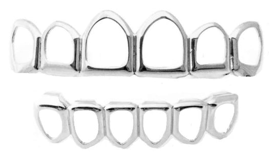 Silver Plated Open Face Grillz Set